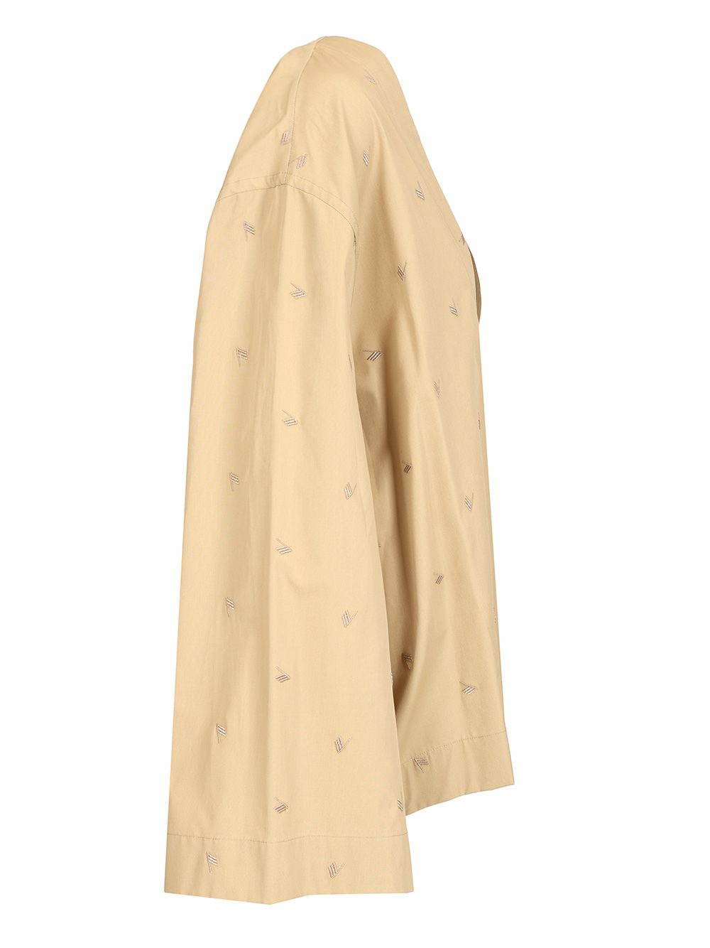 Allover Embroidery Blouse Shirts Beige - 3