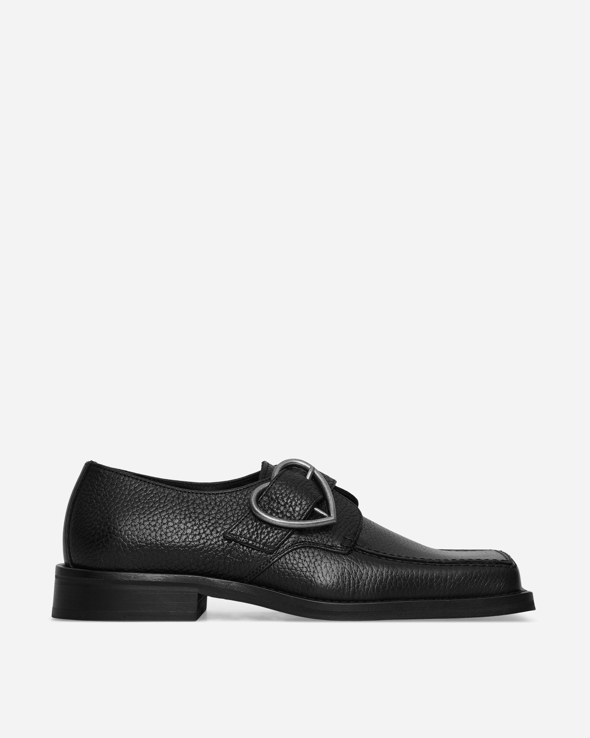 Women's Square Toe Buckle Loafers Black - 2