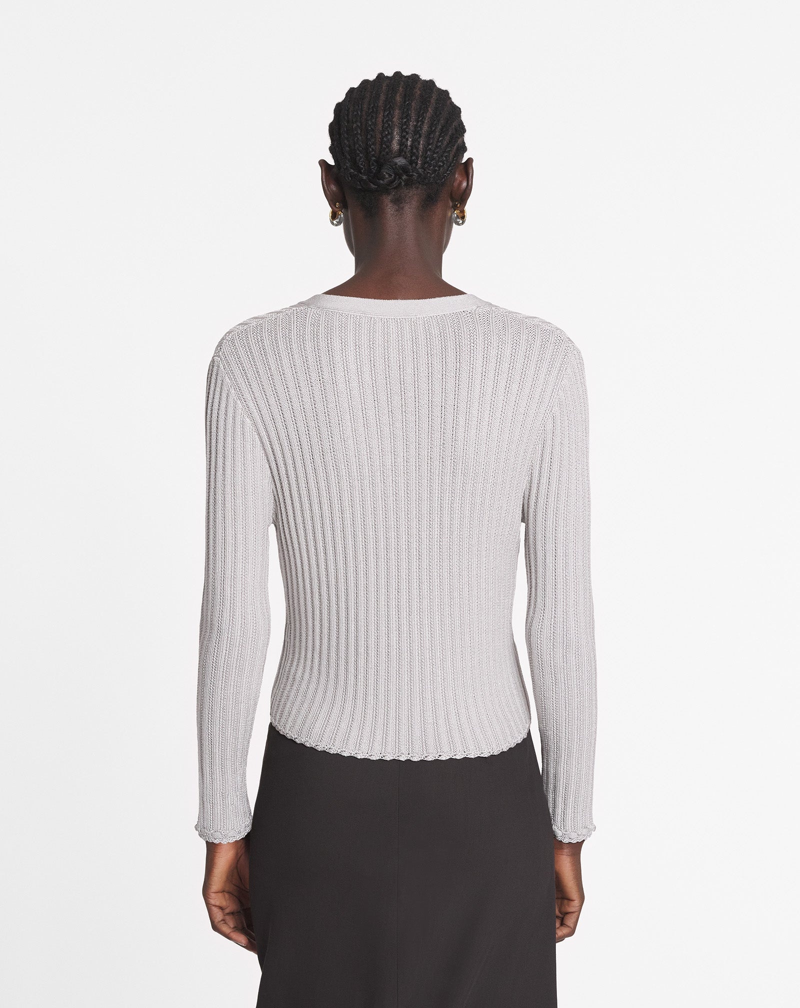 RIBBED CARDIGAN IN VISCOSE - 4