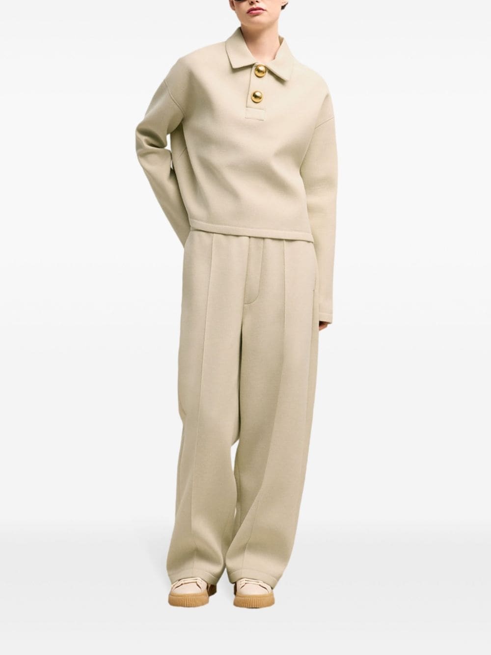 drop-shoulder polo top - 2