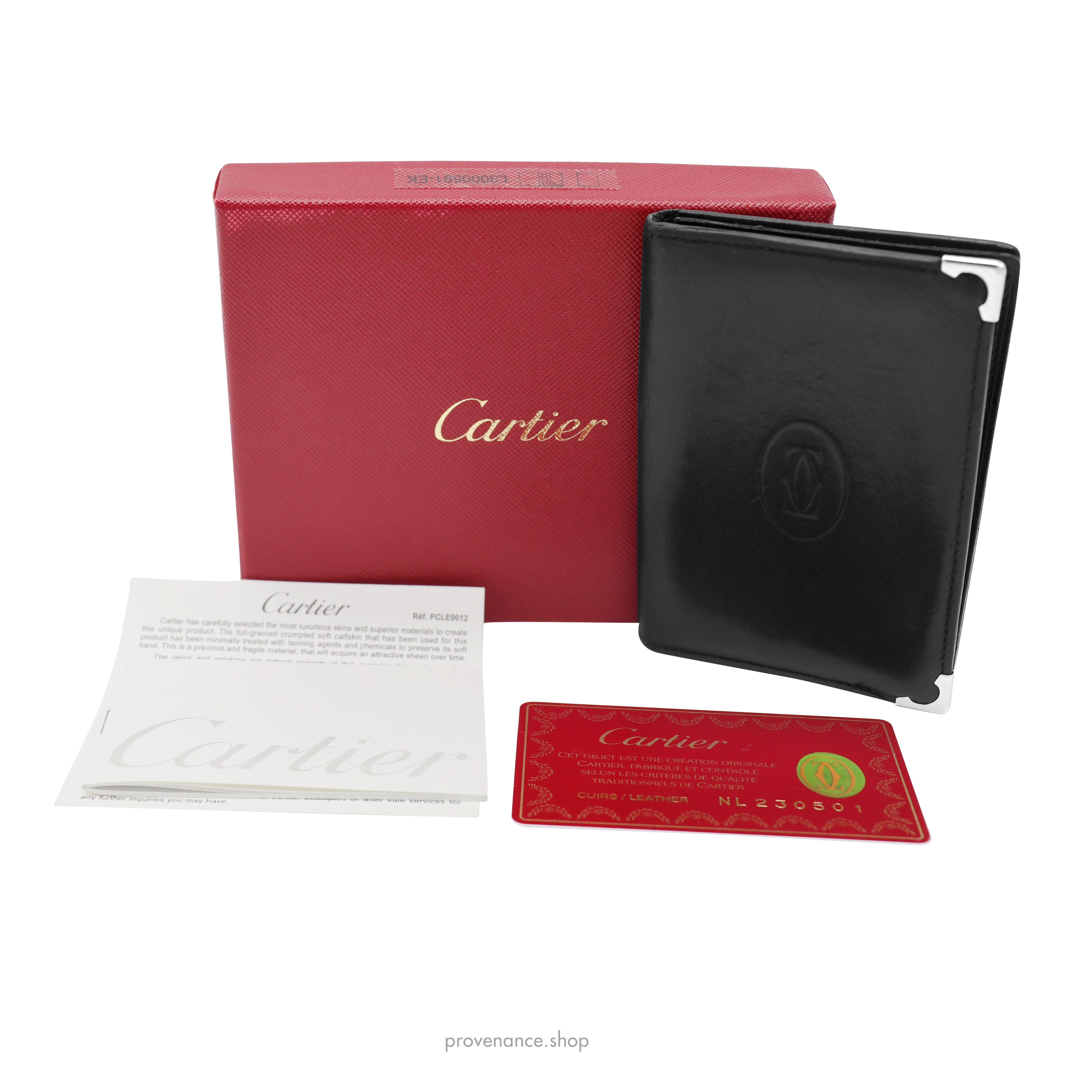 Cartier Pocket Organizer Wallet - Black & Burgundy Leather - 1