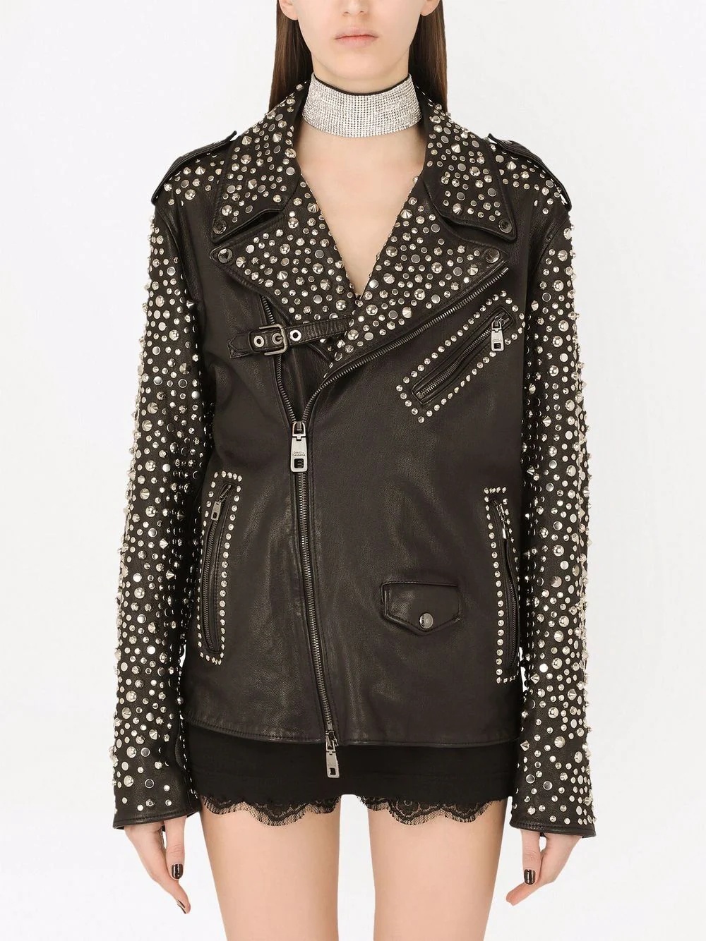 stud-embellished leather jacket - 3