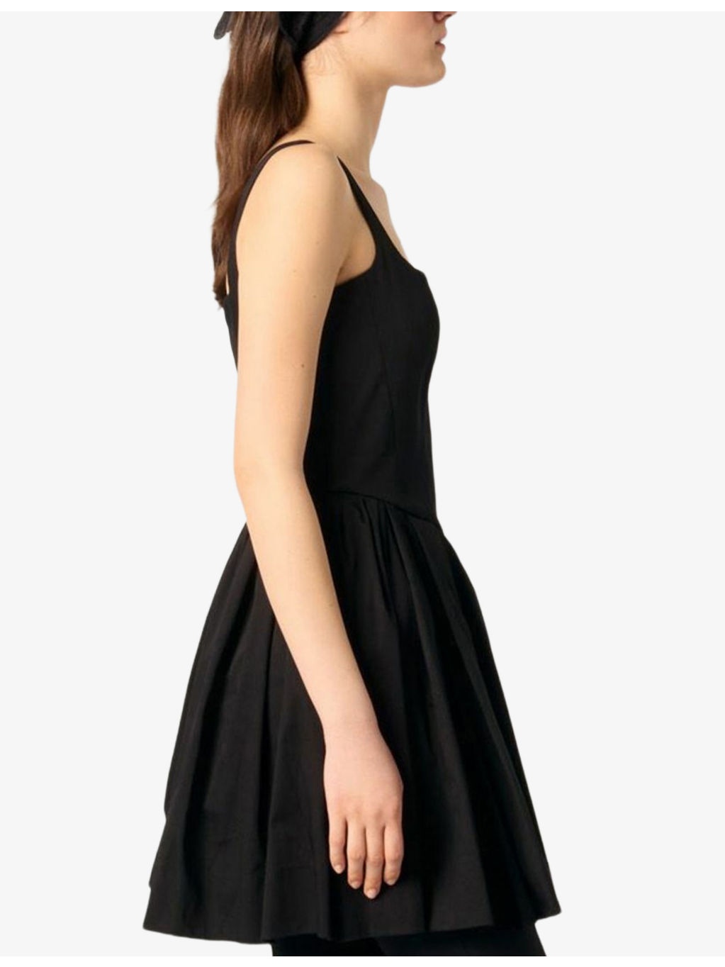 Square-Neck Flared-Skirt Sleeveless Stretch-Cotton Mini Dress - 3