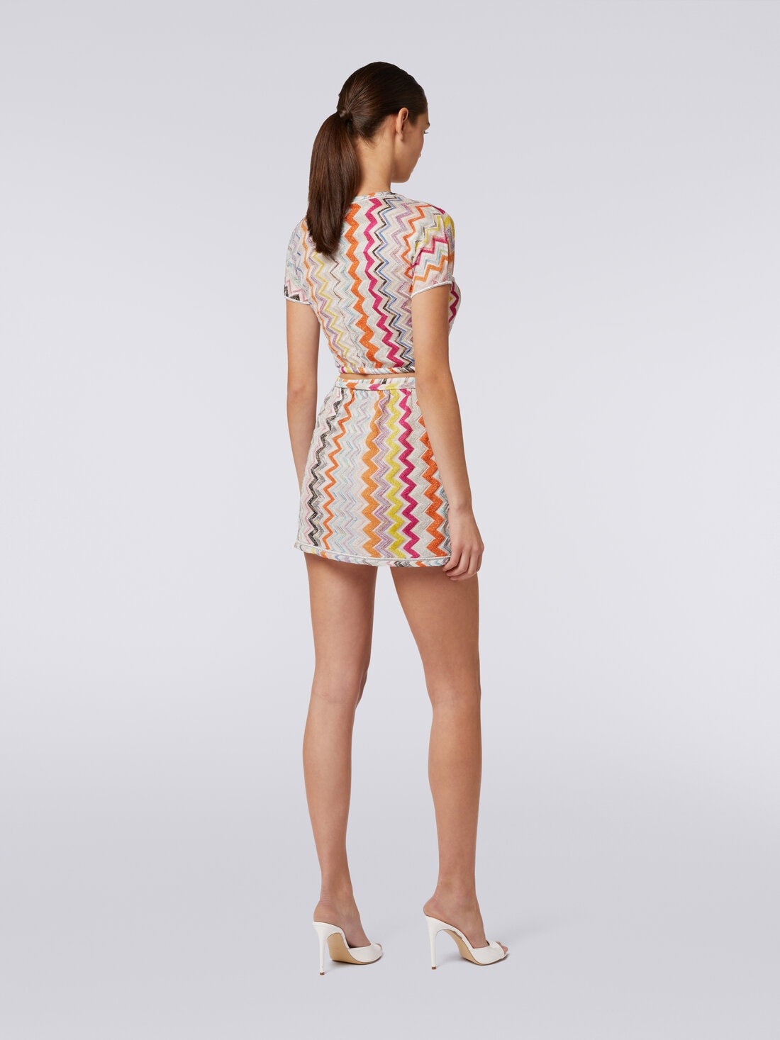 Zigzag wrap-around miniskirt with lurex - 4
