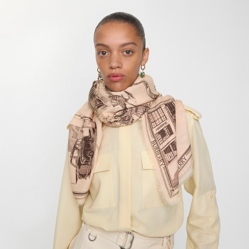 Burberry London Landmarks Wool Silk Scarf outlook