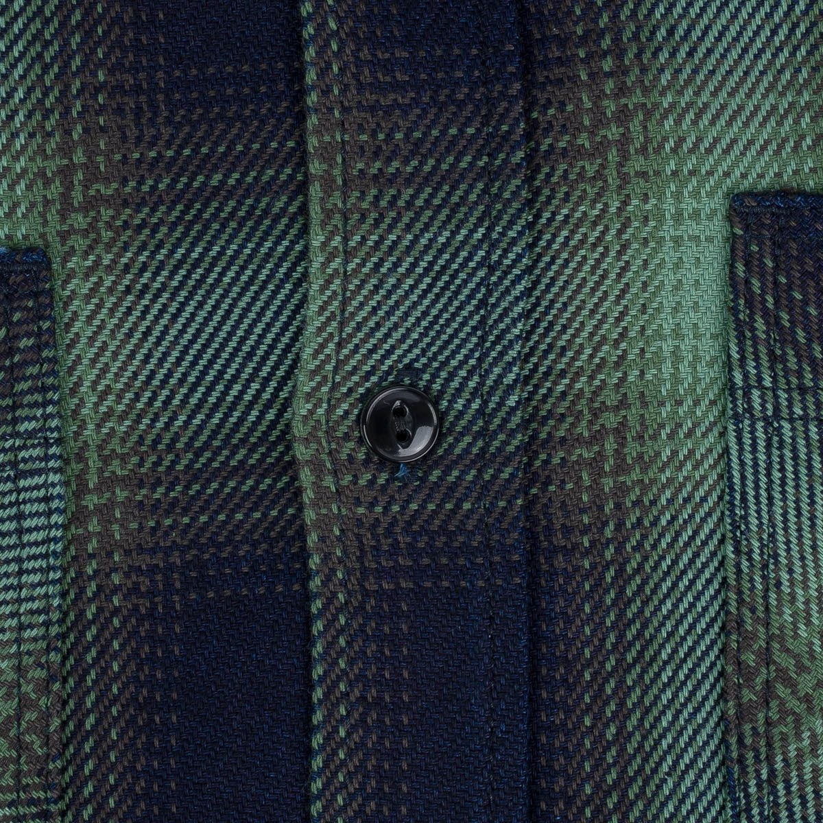 IHSH-349-GRN 9oz Selvedge Ombré Check Work Shirt - Green - 12