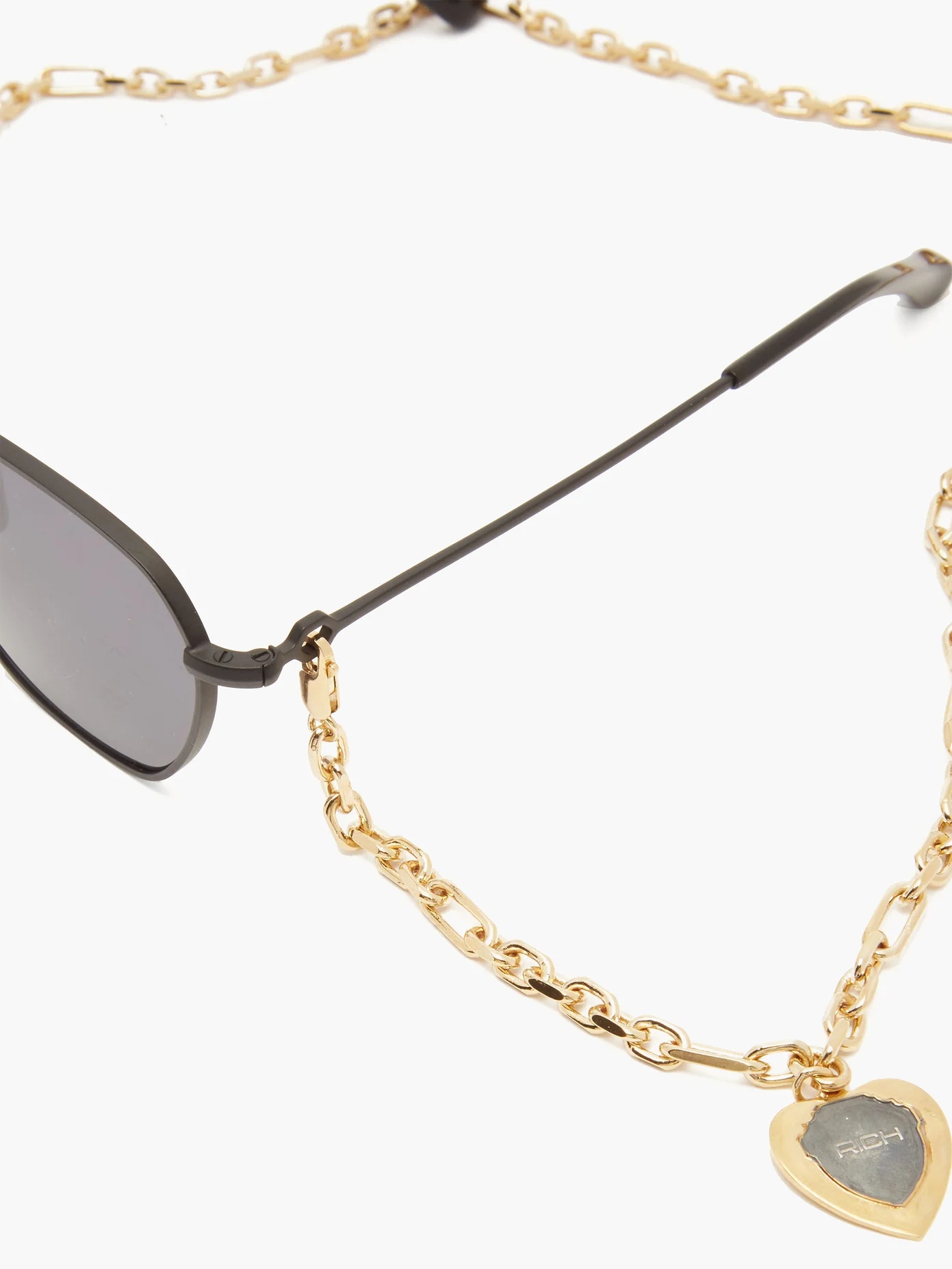 X Alessandra Rich hexagonal sunglasses and chain - 2