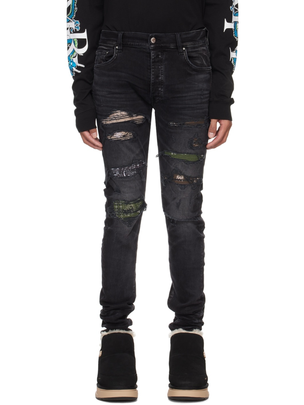 Black Bandana Thrasher Jeans - 1