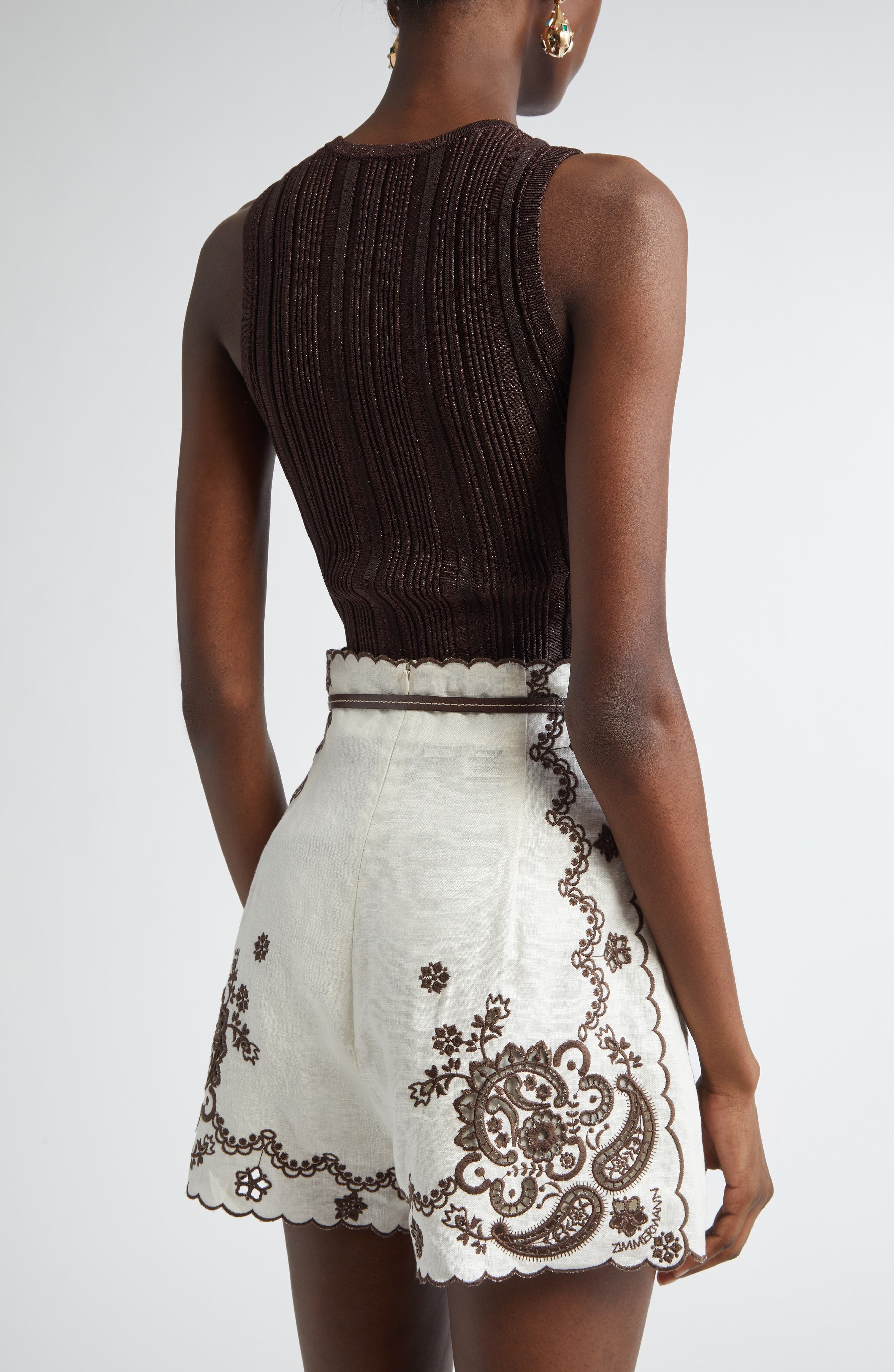 Zimmermann Lucky Metallic Rib Tank in Metallic Chocolate at Nordstrom - 3