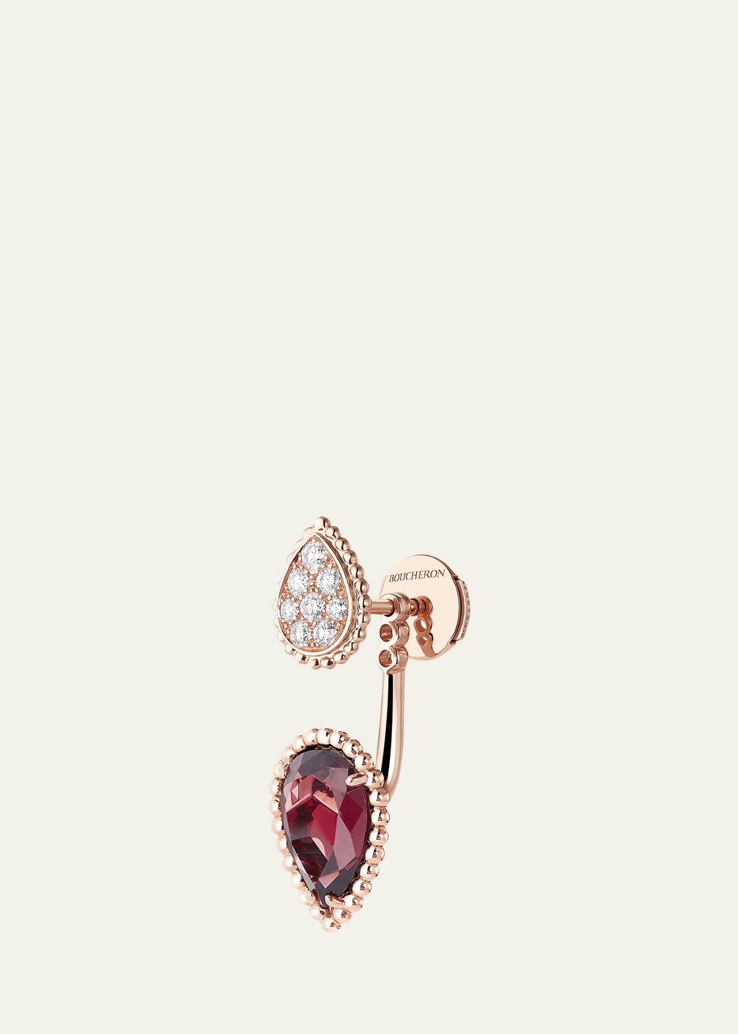 18K Pink Gold Serpent Boheme Rhodolite and Diamond Pave Earring, Single - 3