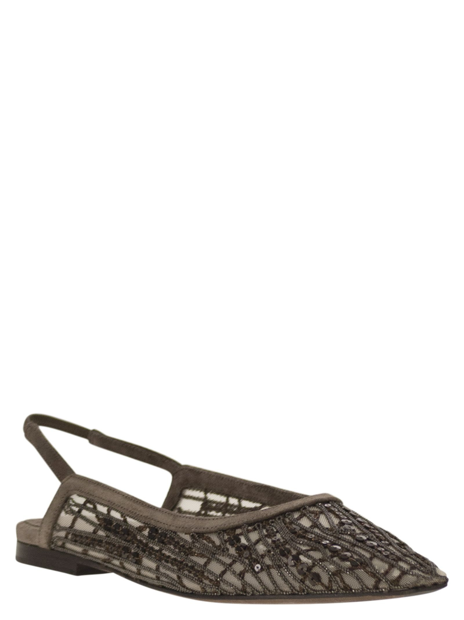 Brunello Cucinelli Women Sandal With Sparkling Abstract Embroidery In Suede - 2