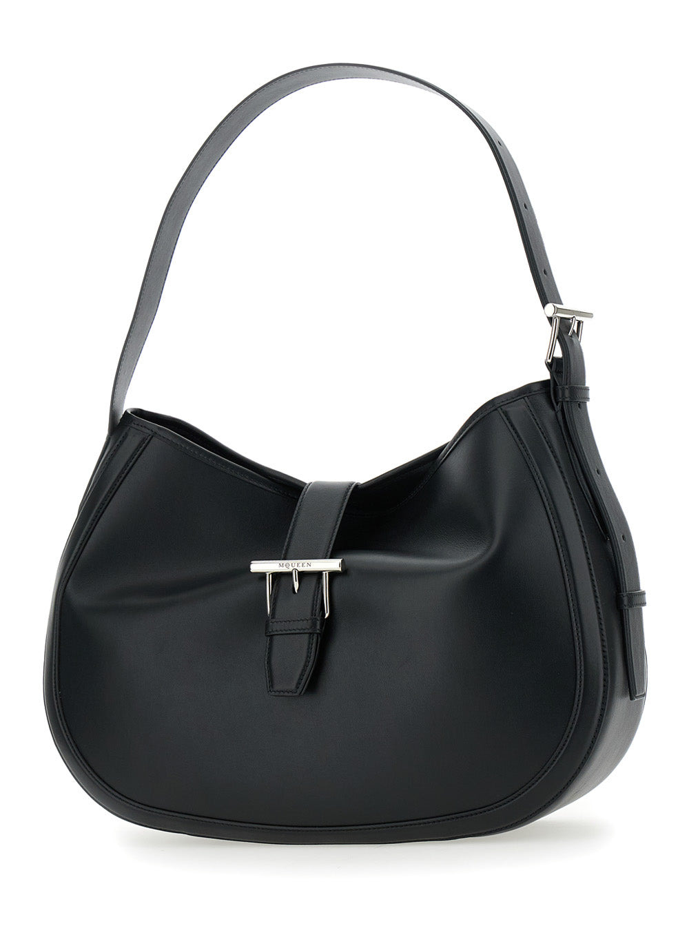 Alexander Mcqueen Women Black Shoulder Bag With Adjustable Shoulder Strap And T Buckle Closure On Th - 2