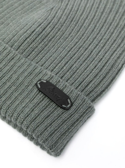 Brioni logo-patch ribbed-knit beanie outlook