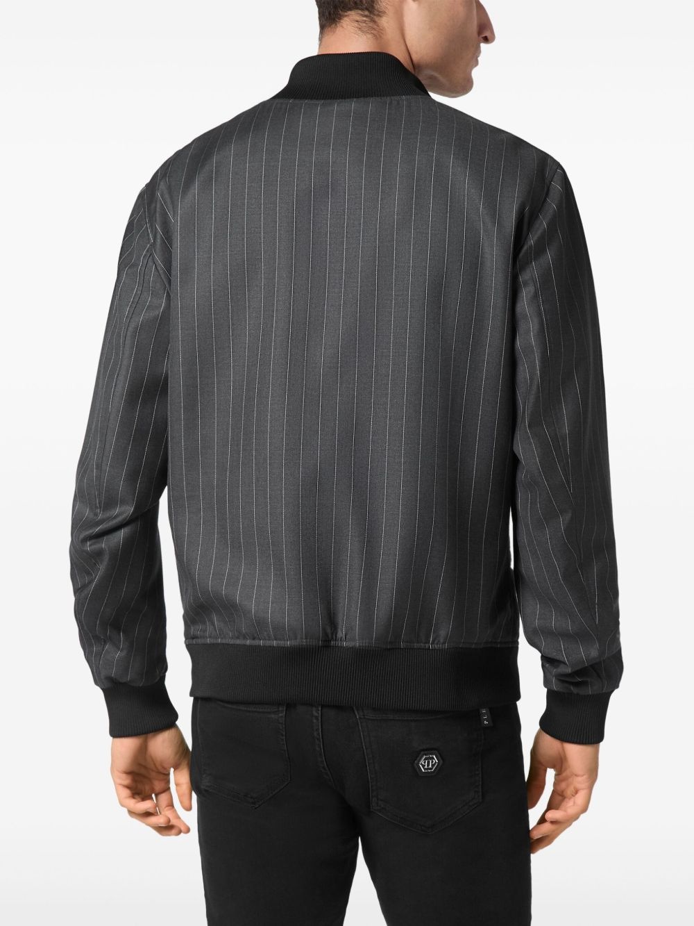 pinstriped bomber jacket - 4