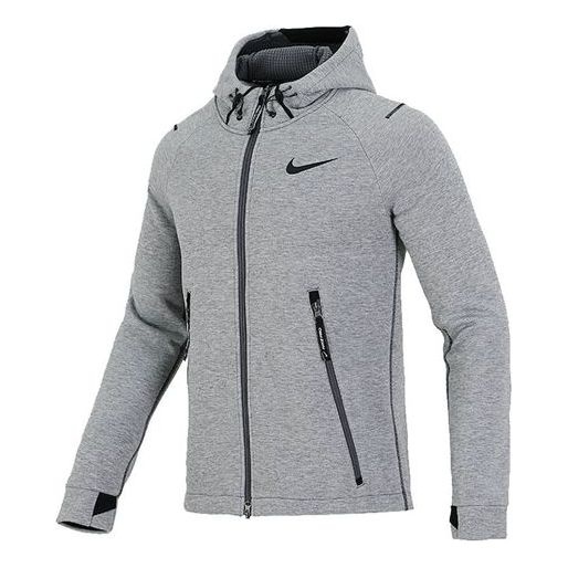 Nike Pro Therma-FIT Full-length zipper Cardigan Knit Training Hooded Jacket Gray DD1879-068 - 1