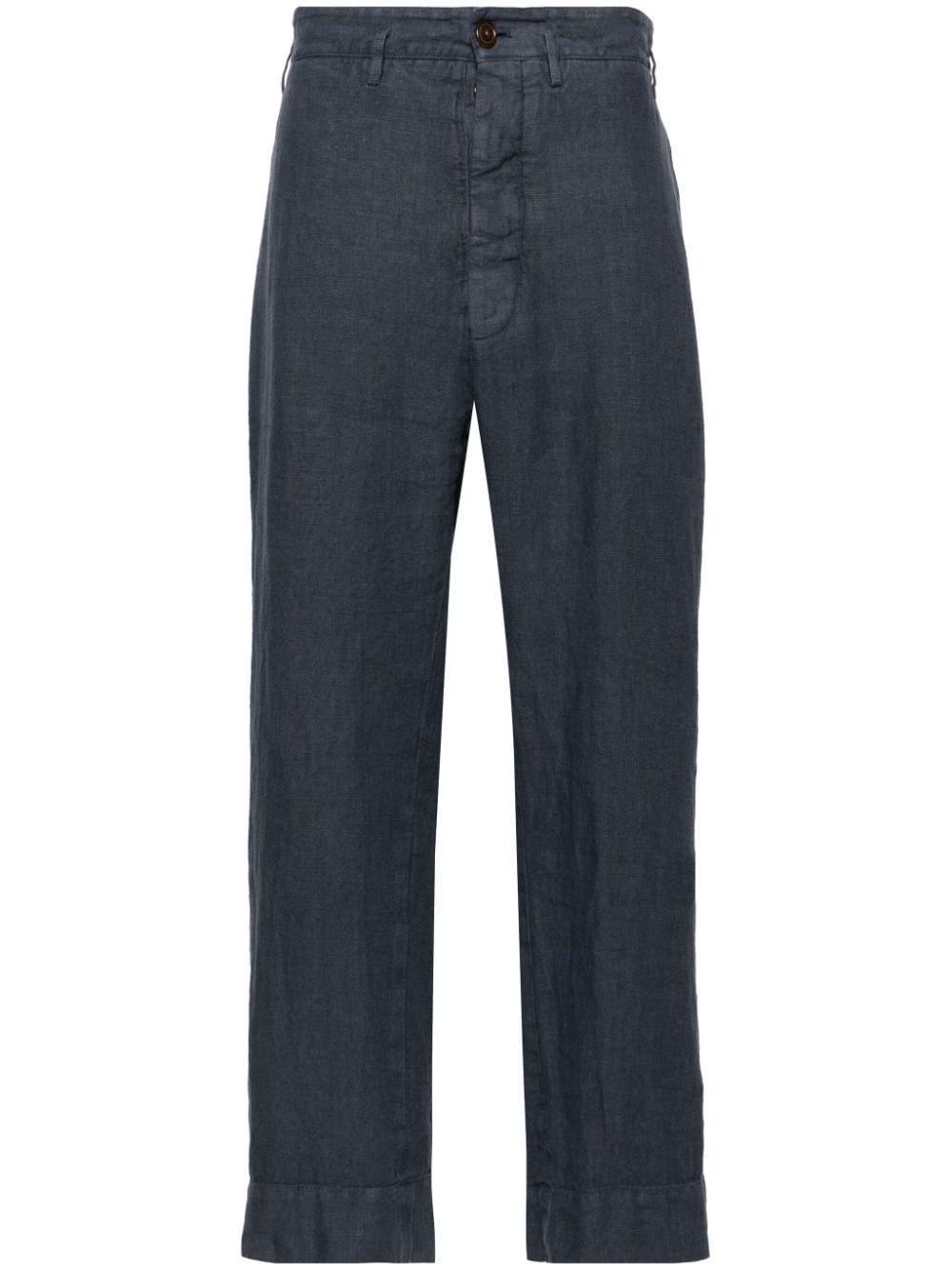 cropped linen trousers - 1