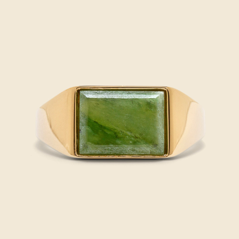 Miansai Lennox Jasper Ring - Green/Gold Vermeil outlook