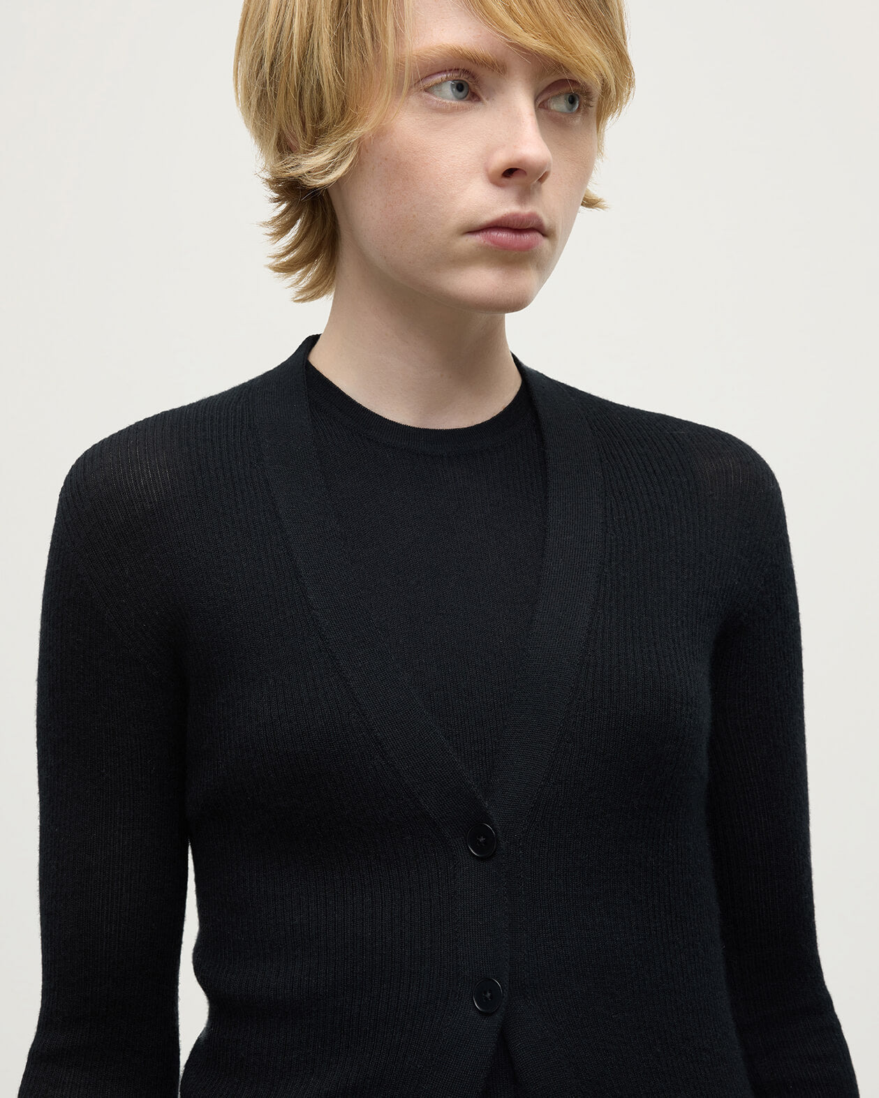 Superfine Cashmere Black Cardigan - 5