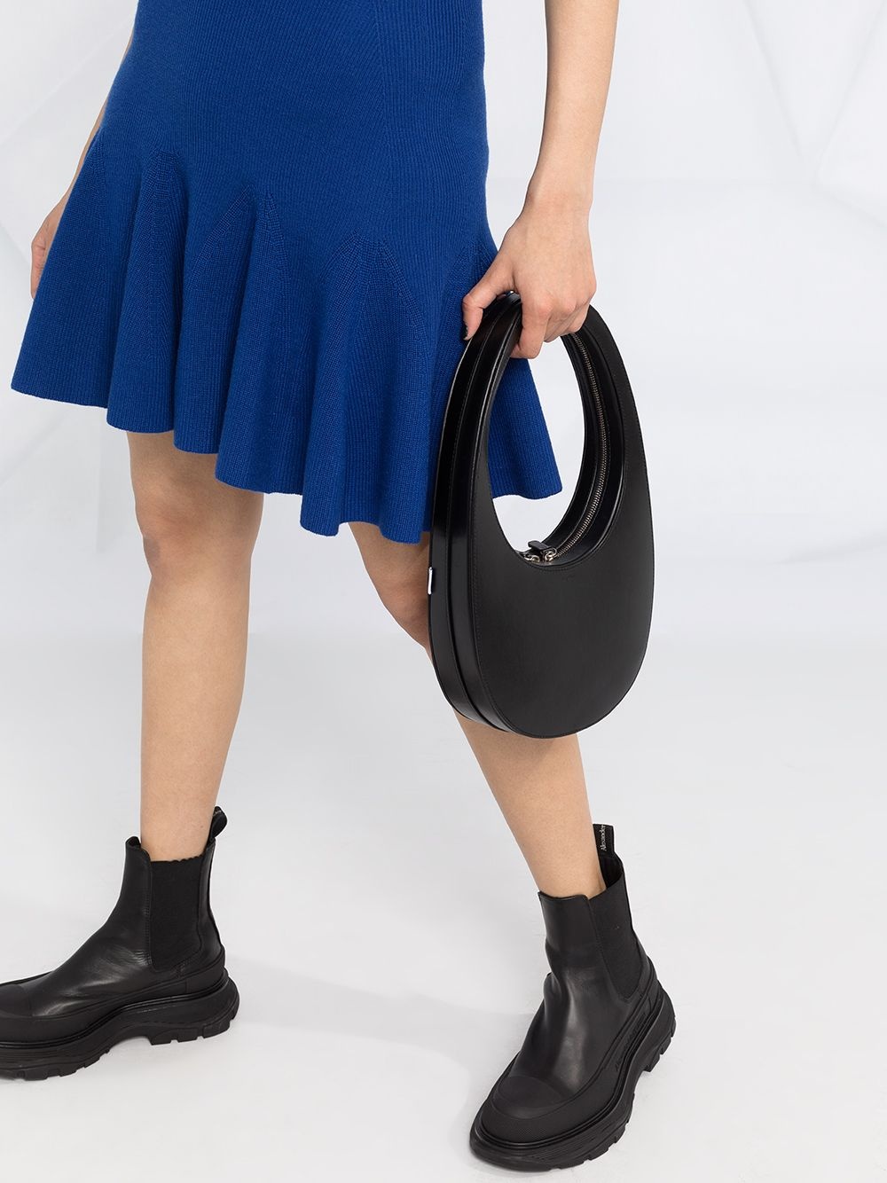 knotted asymmetric neckline dress - 3