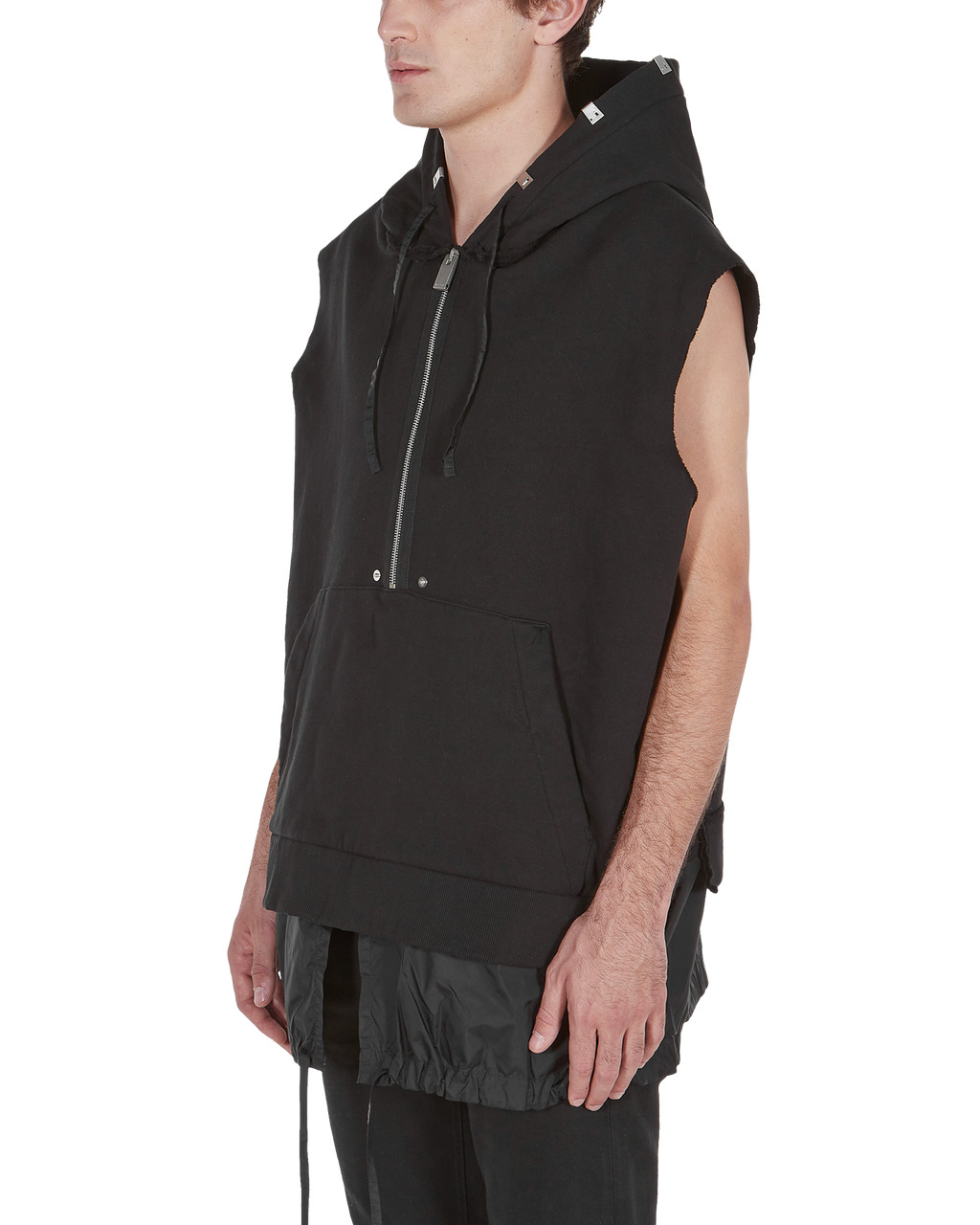 SLEEVELESS TREATED HOODIE - 3