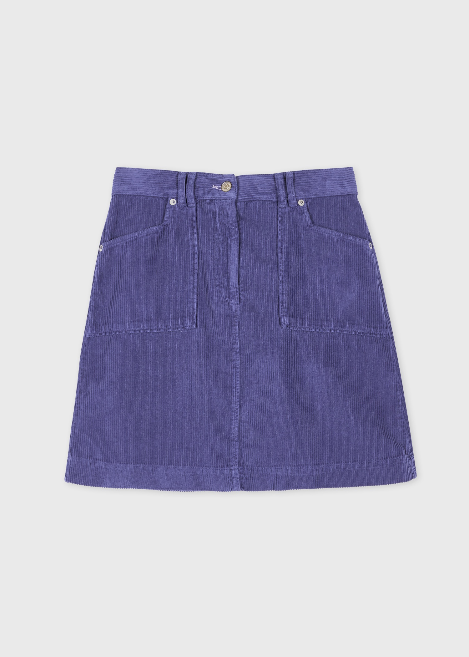 Women's Blue Cord High Waisted Mini Skirt - 1