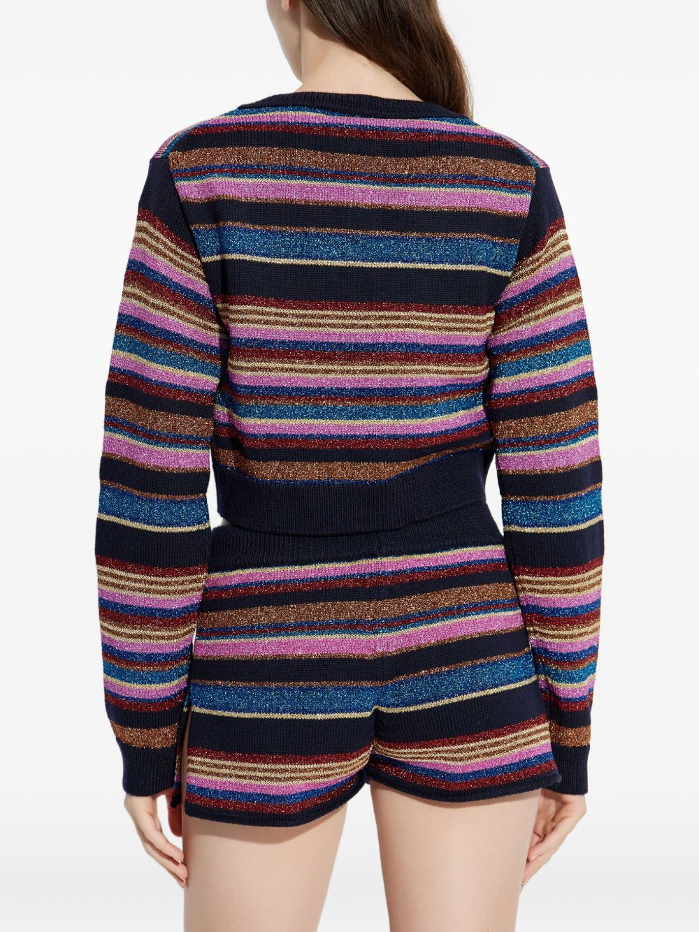 striped button-up cardigan - 4