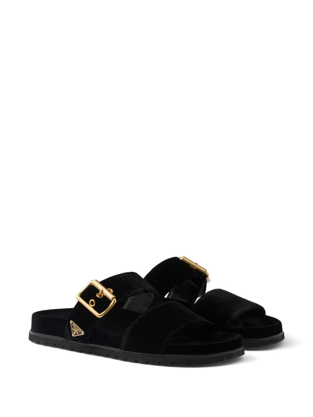 triangle-logo velvet slides - 2