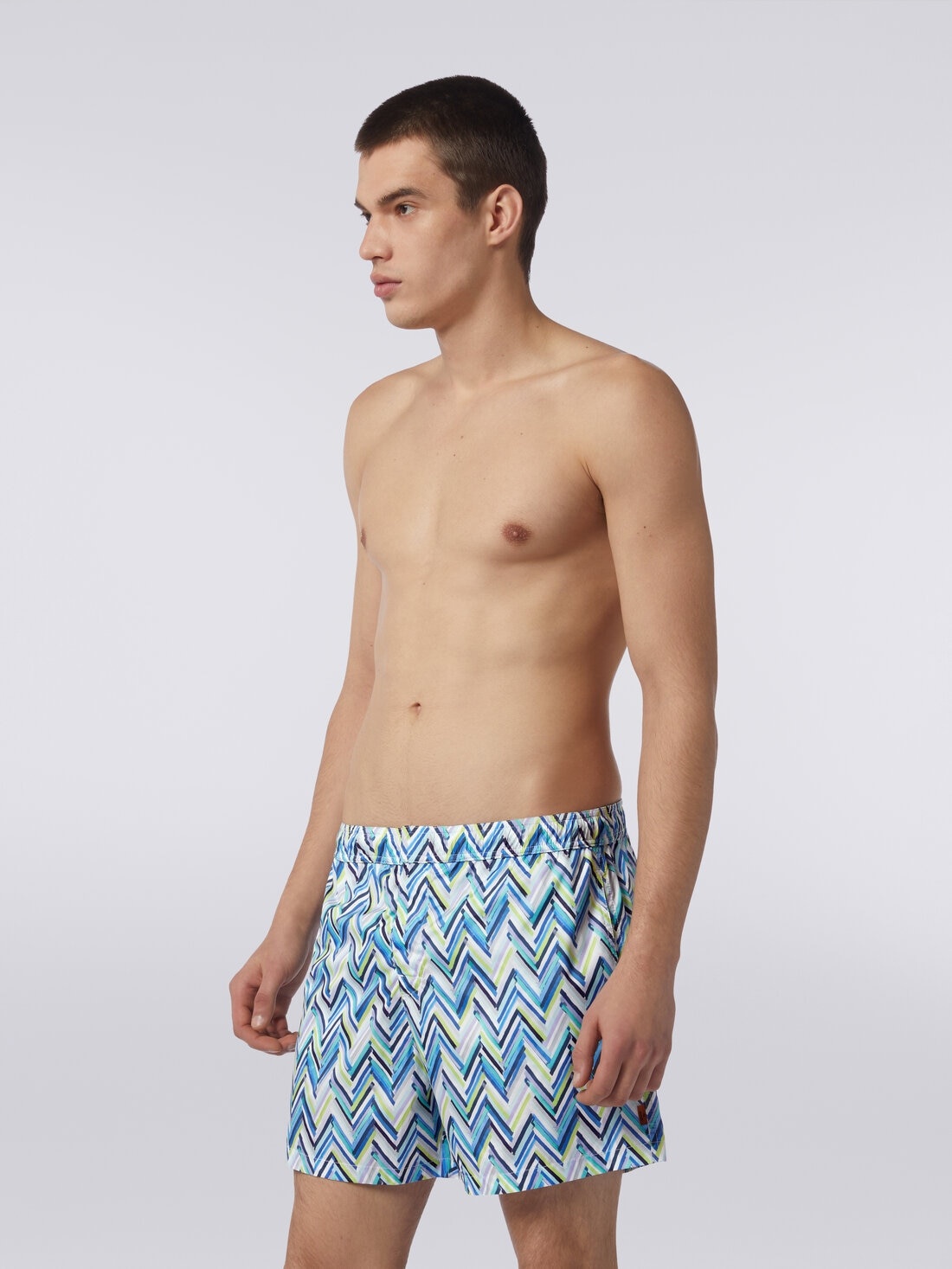 Swimming trunks with brushstroke effect zigzag print - 3