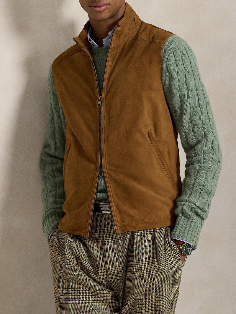 Men's Classic Suede Double-Zip Vest - Cafe Brown 5
