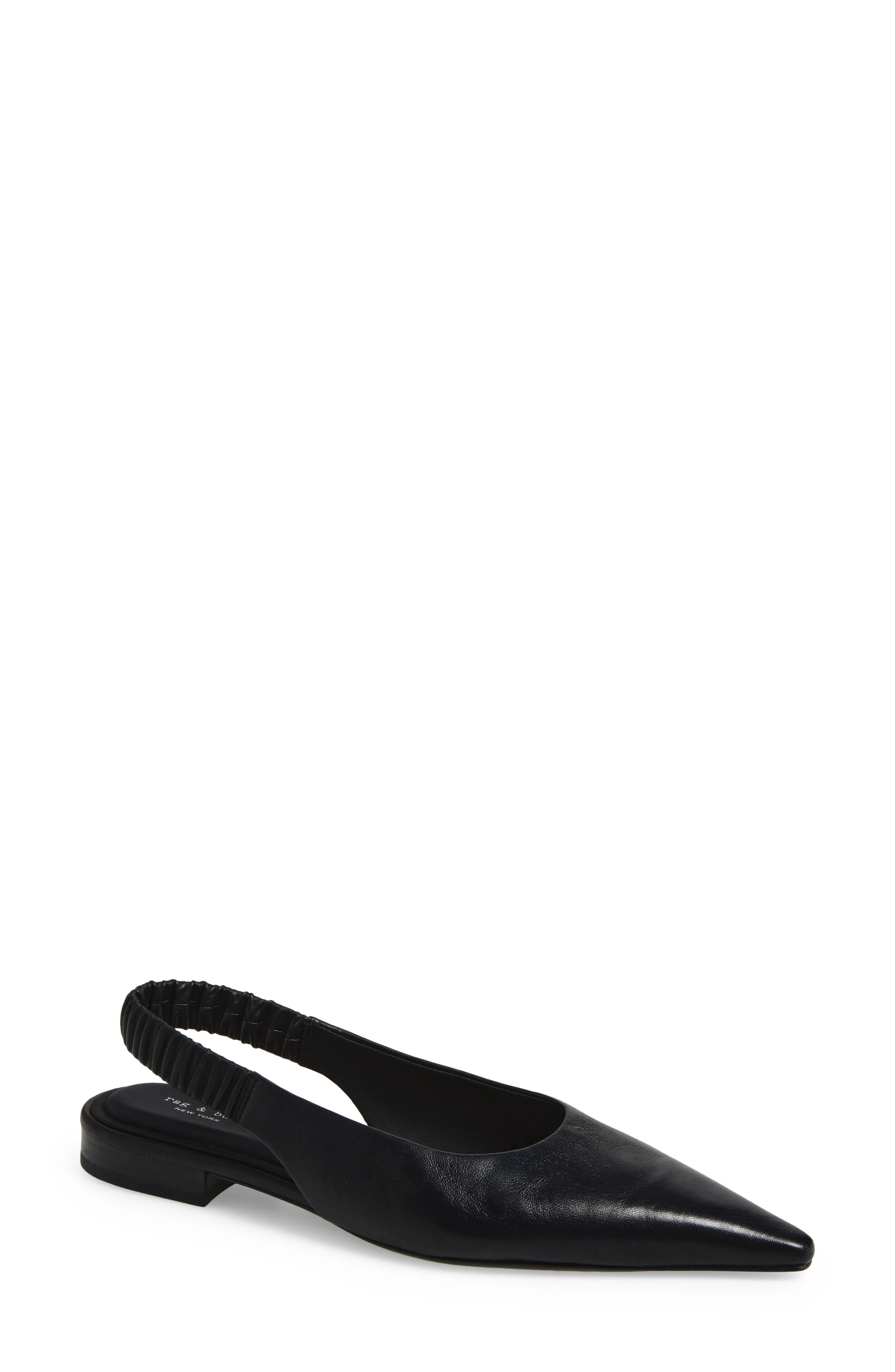 rag & bone Mercer Pointed Toe Slingback Flat in Black at Nordstrom - 1