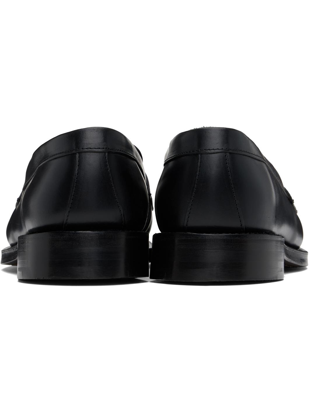 Black Leather Charles Goodyear Welted Penny Loafers - 2