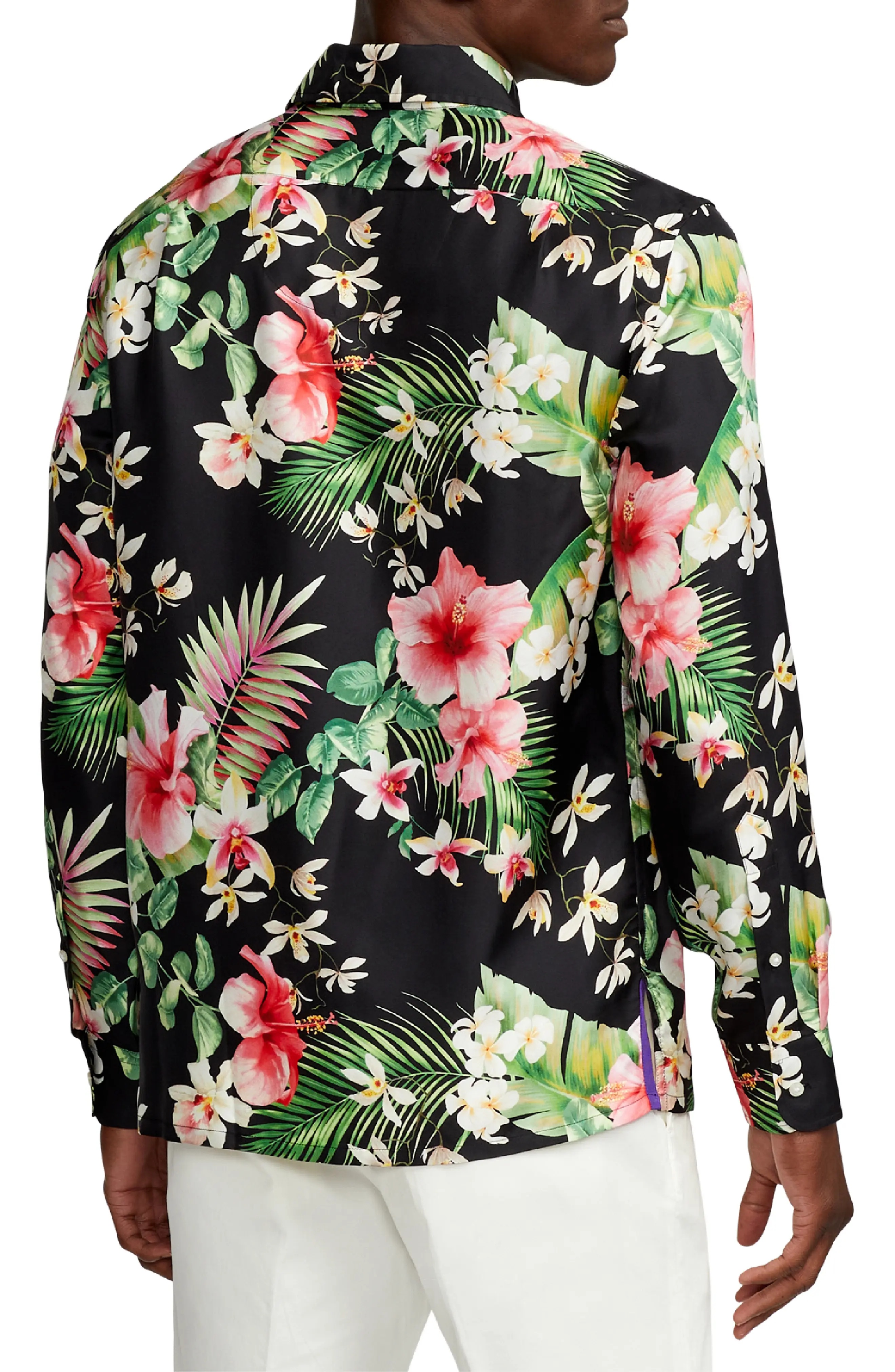 Tropical Floral Silk Button-Up Shirt - 2