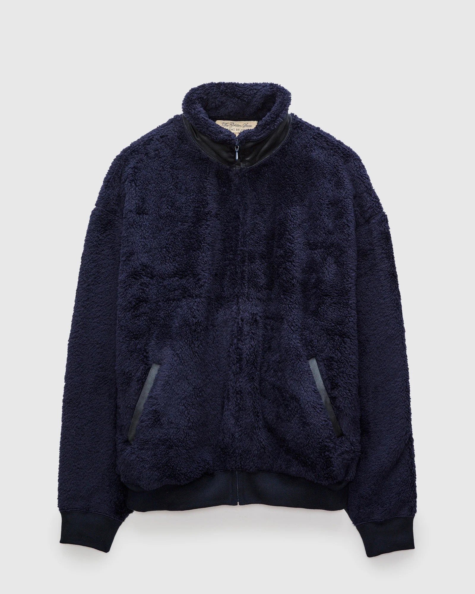 Shaggy Fleece Zip Jacket in Navy - 1