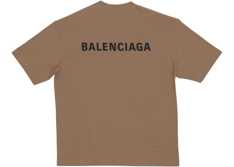 BALENCIAGA Balenciaga Back Logo Regular Fit Vintage T-shirt Dark Beige/Black outlook