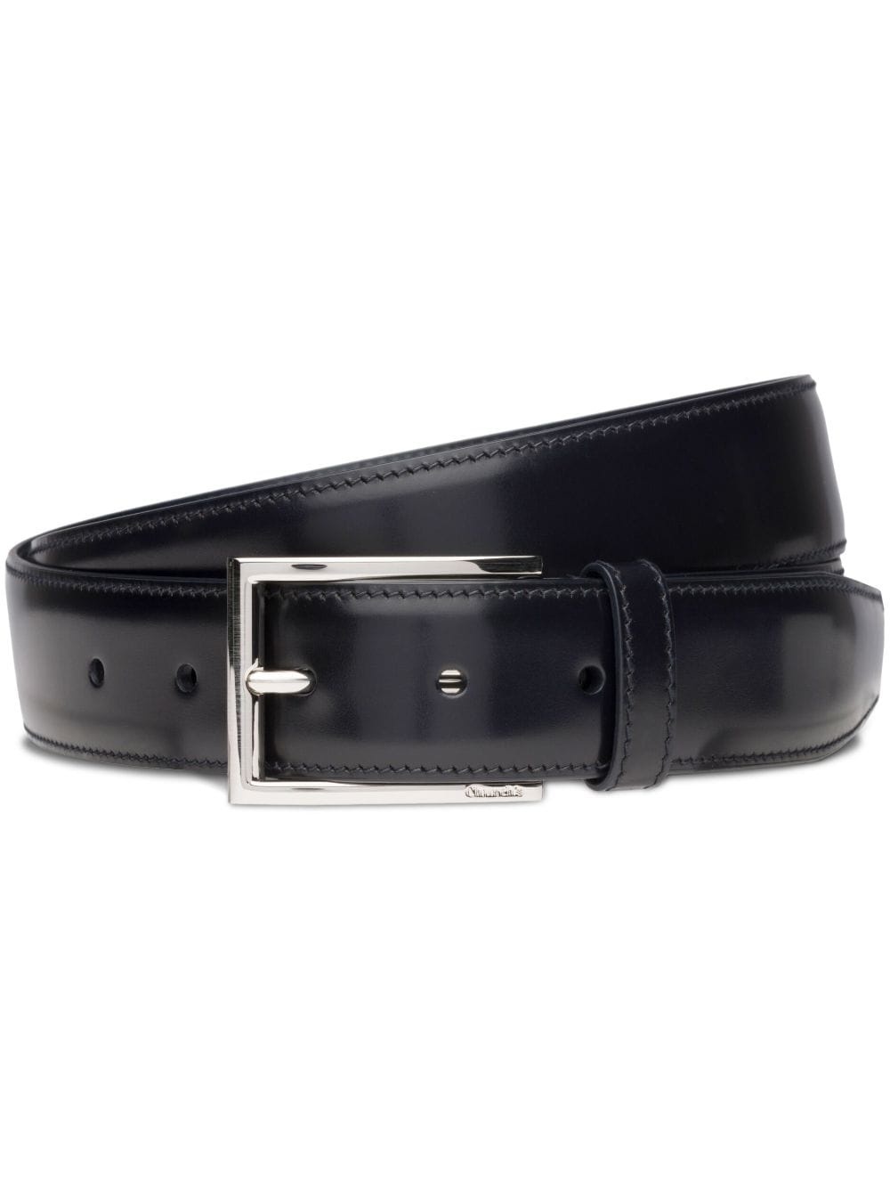 polished buckle-fastening leather belt - 1