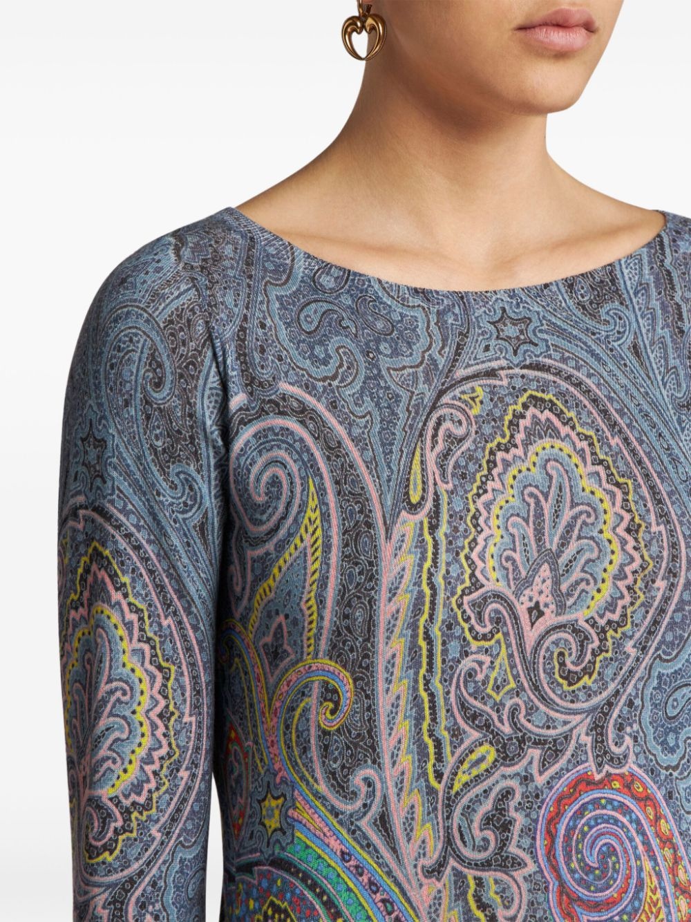 paisley-print fine-knit sweater - 4