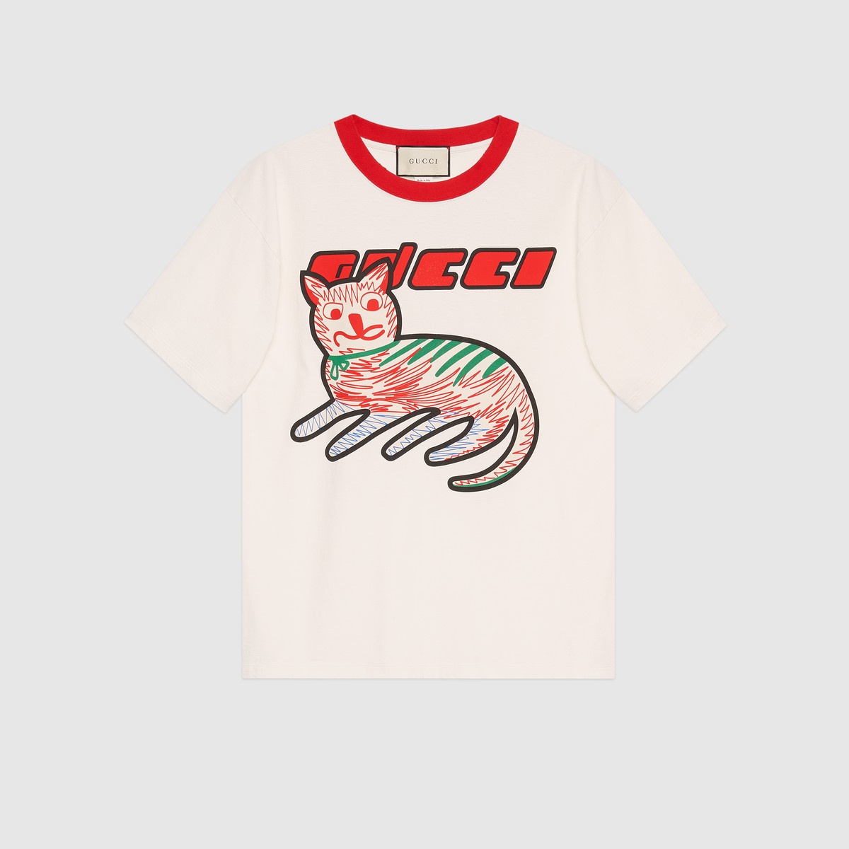 Gucci cat print oversize T-shirt - 1