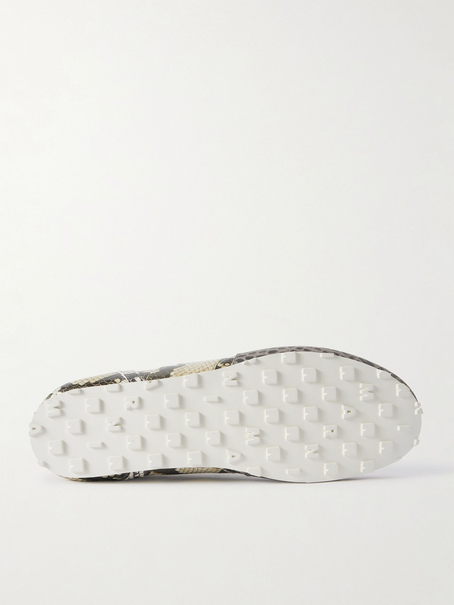 Logo-Embroidered Croc and Snake-Effect Leather Sneakers Gray - 3