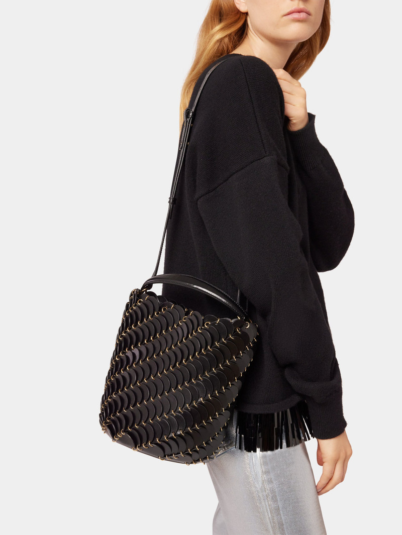 MEDIUM BLACK BUCKET PACO BAG IN LEATHER 1
