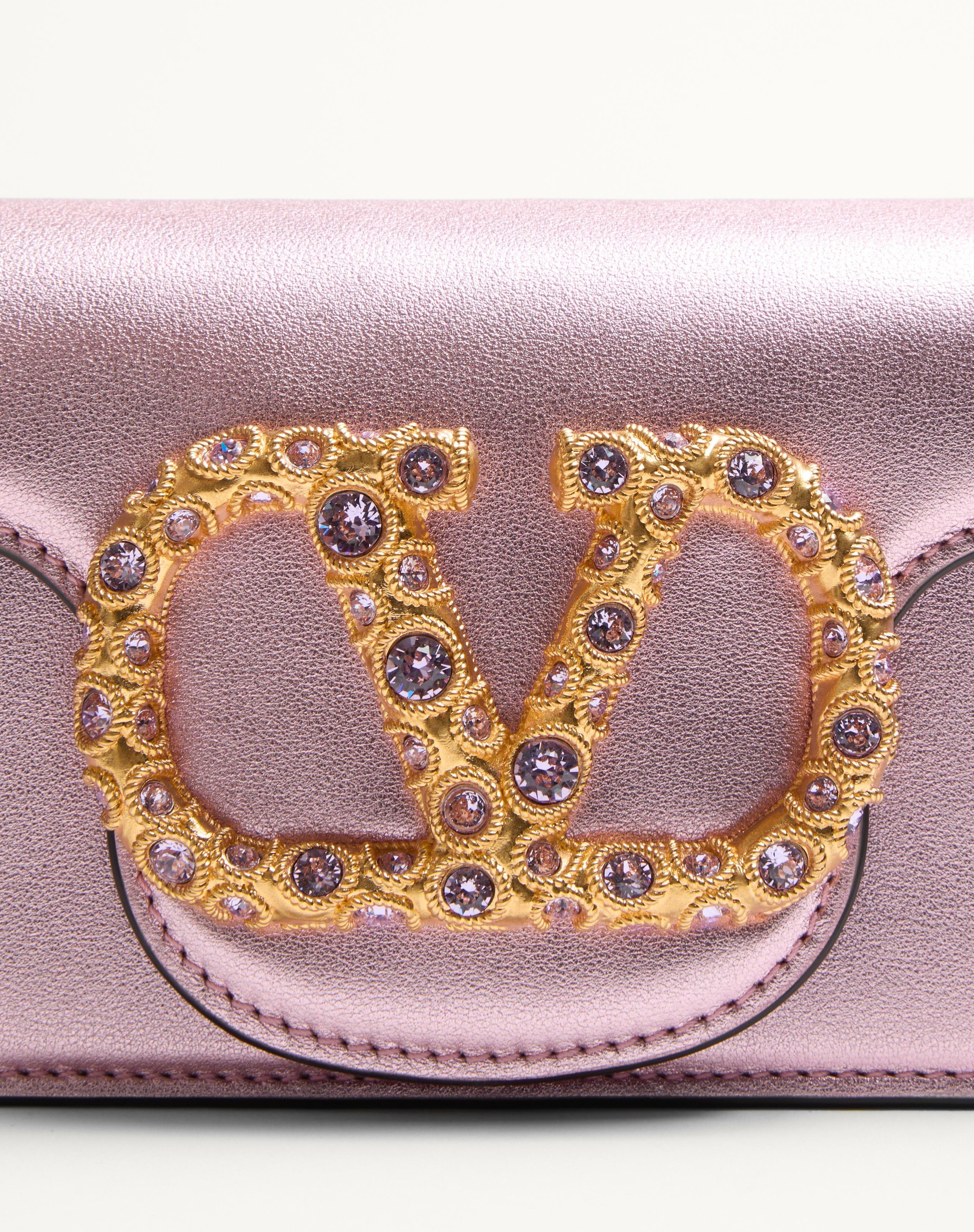 VALENTINO GARAVANI LOCÒ SMALL SHOULDER BAG IN LAMINATED CALFSKIN WITH JEWEL LOGO - 8