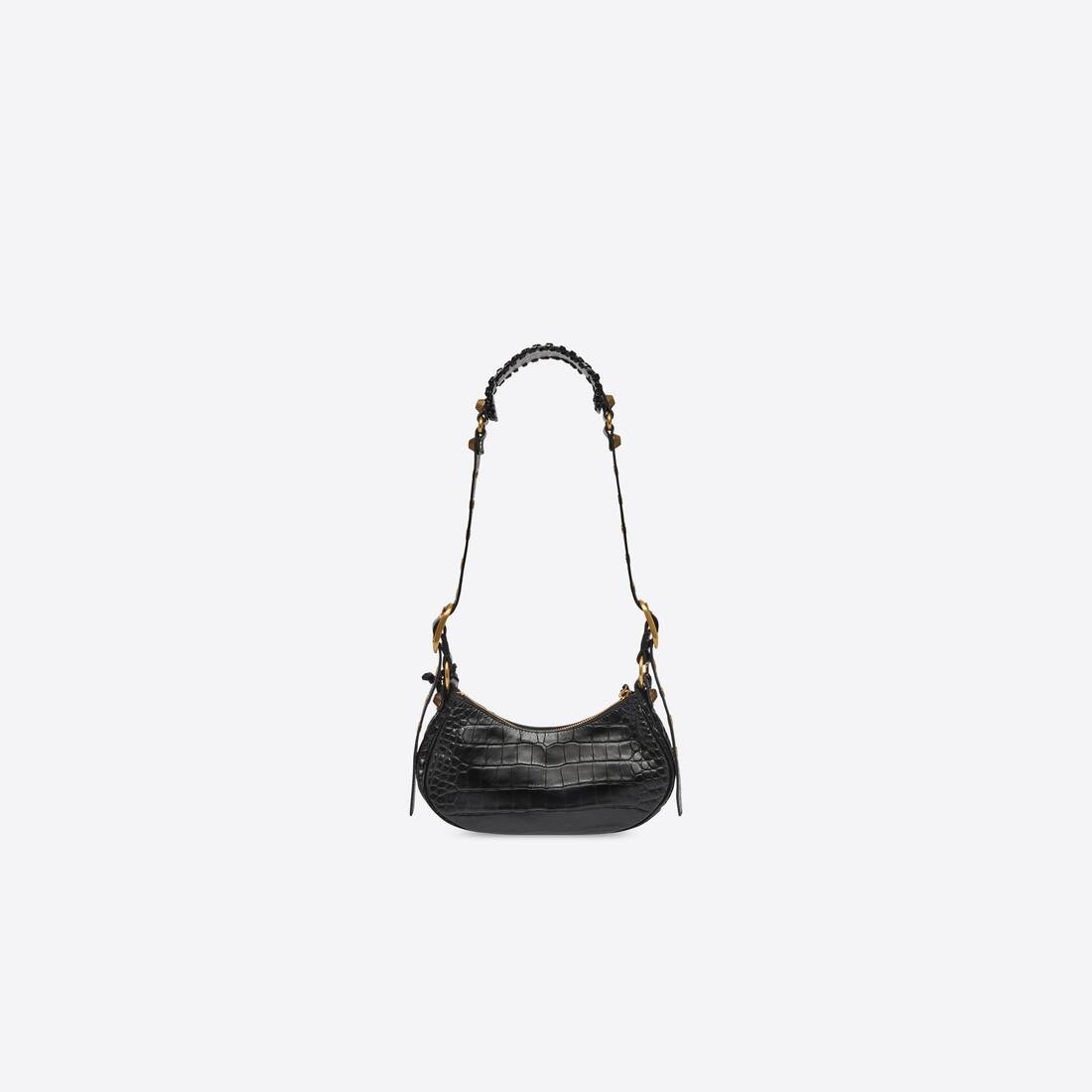 Women's Le Cagole Xs Shoulder Bag Crocodile Embossed in Black - 2