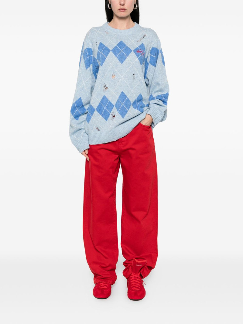argyle-pattern distressed sweater 3