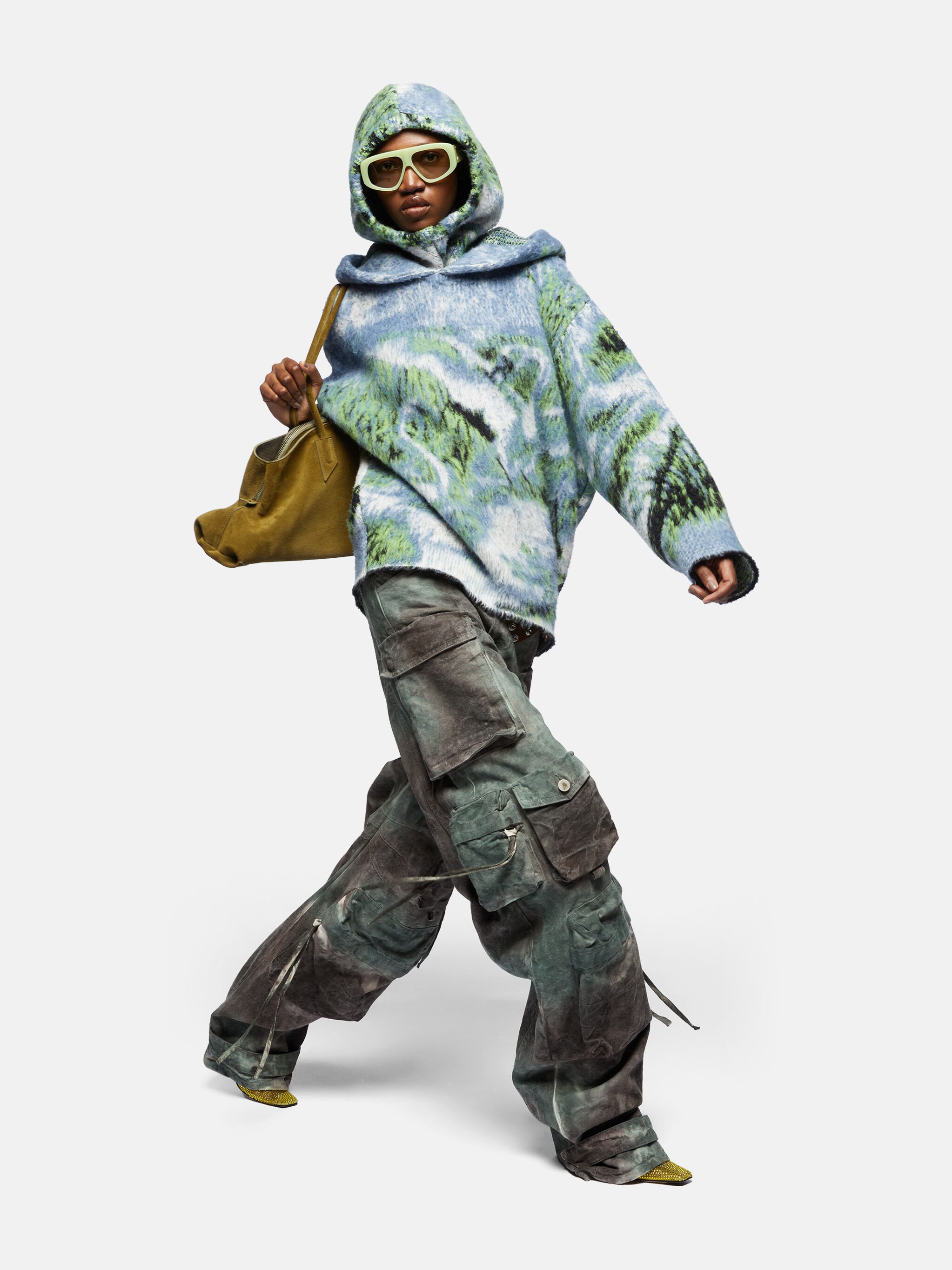 ''FERN'' STAINED GREEN CAMOUFLAGE LONG PANTS - 4