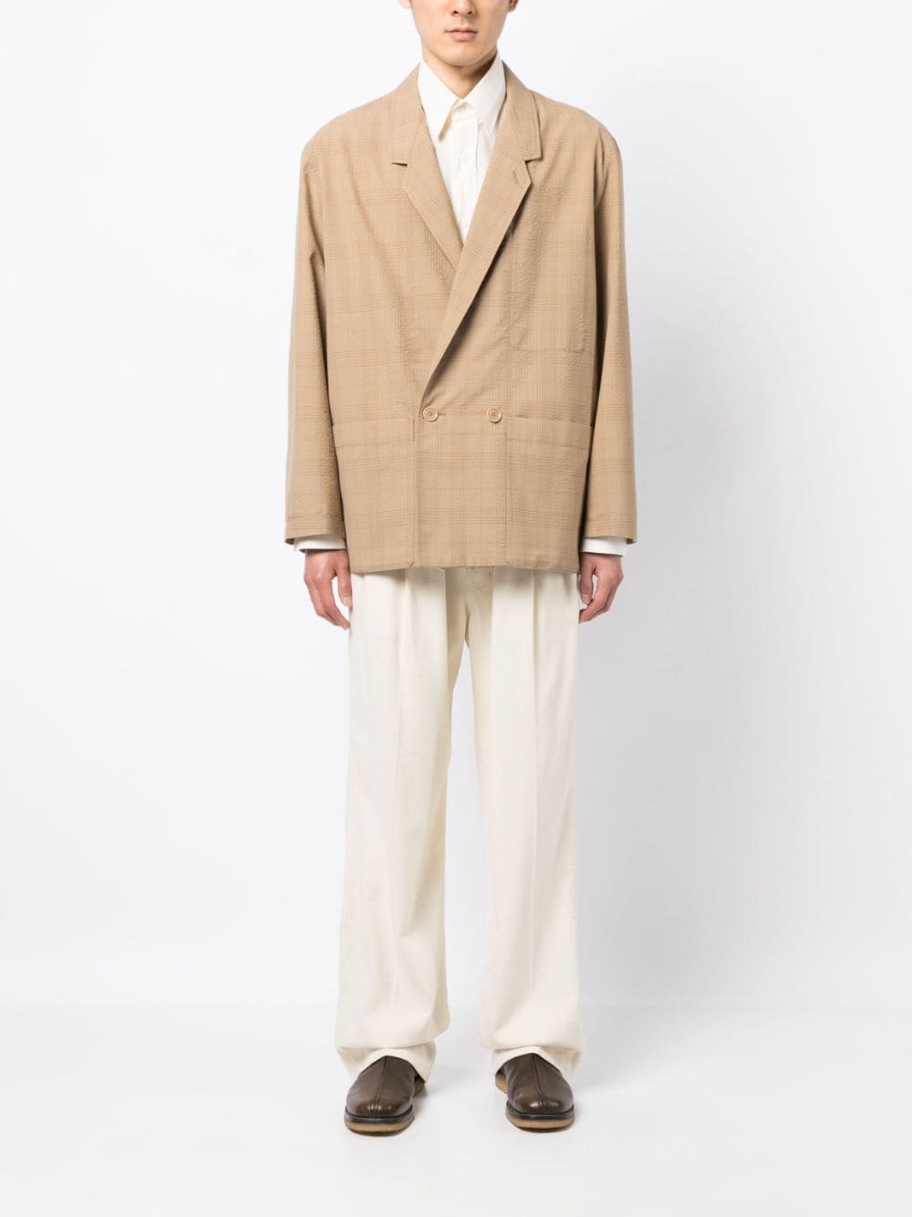 checked double-breasted blazer - 2