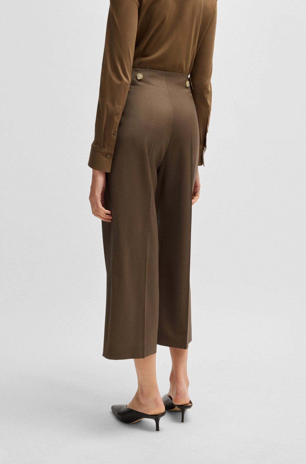 REGULAR-FIT HIGH-WAISTED TROUSERS IN WOOL - 4