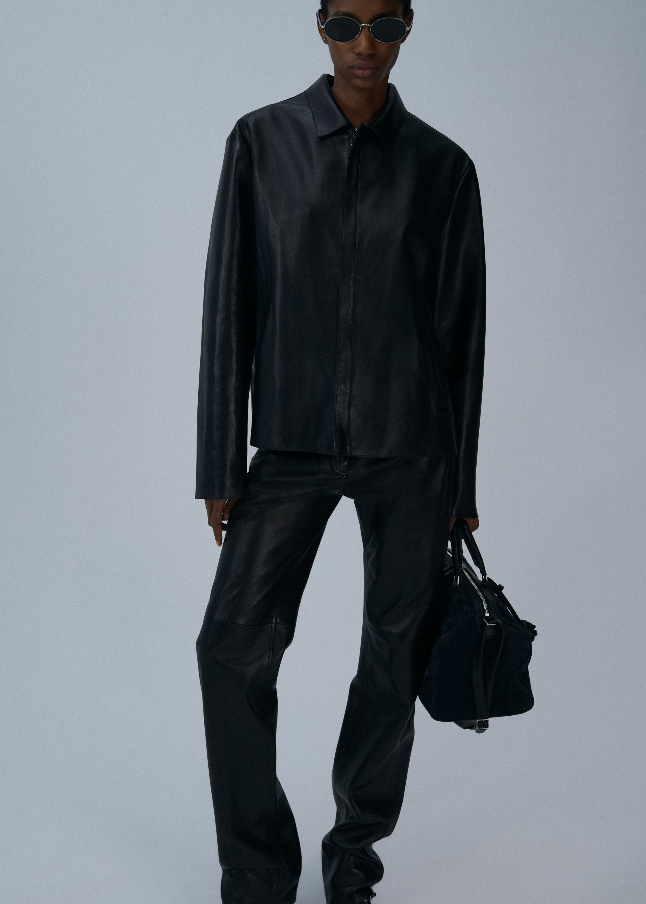 Zip shirt in black leather - 3