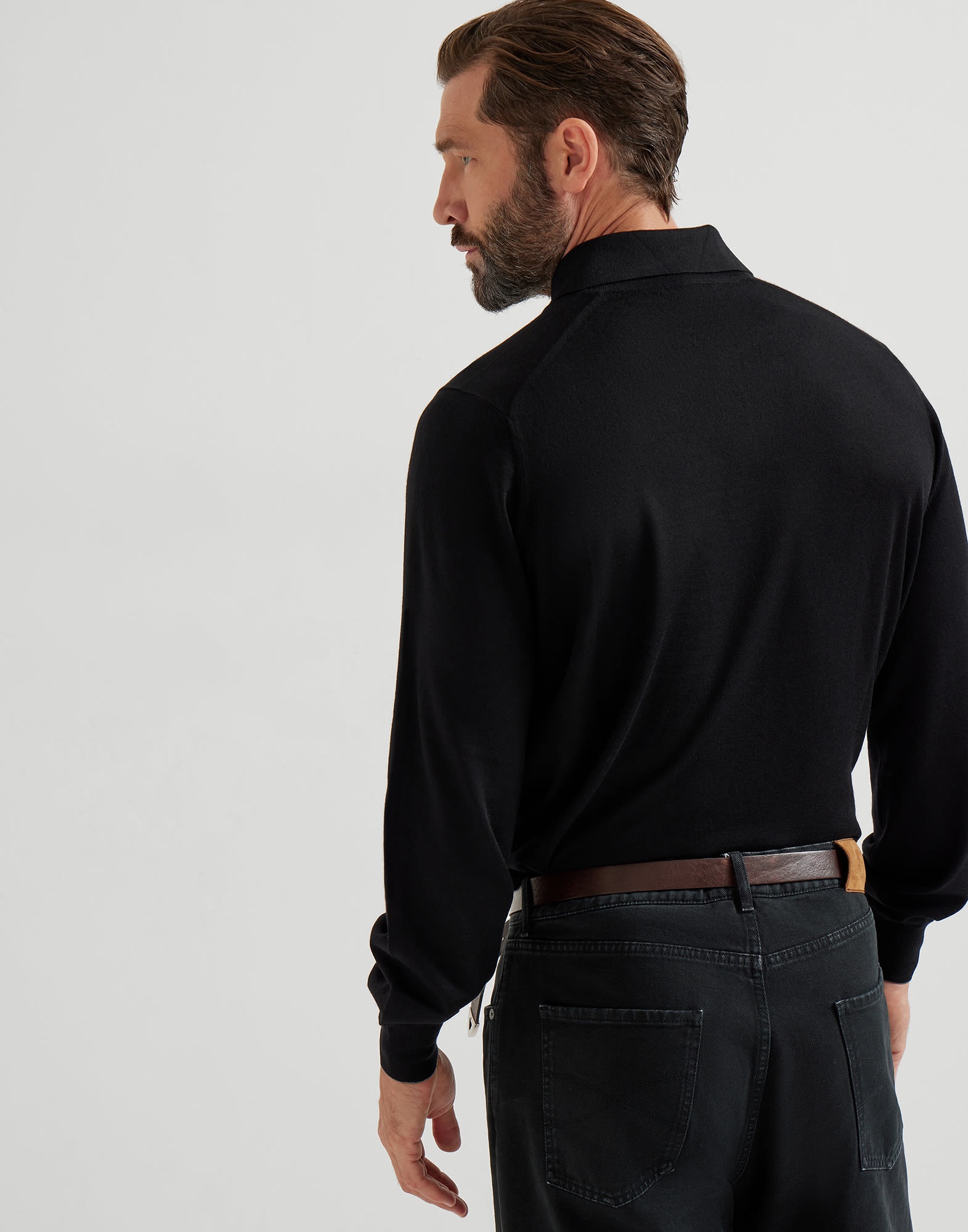 Virgin wool and cashmere lightweight knit polo shirt - 2