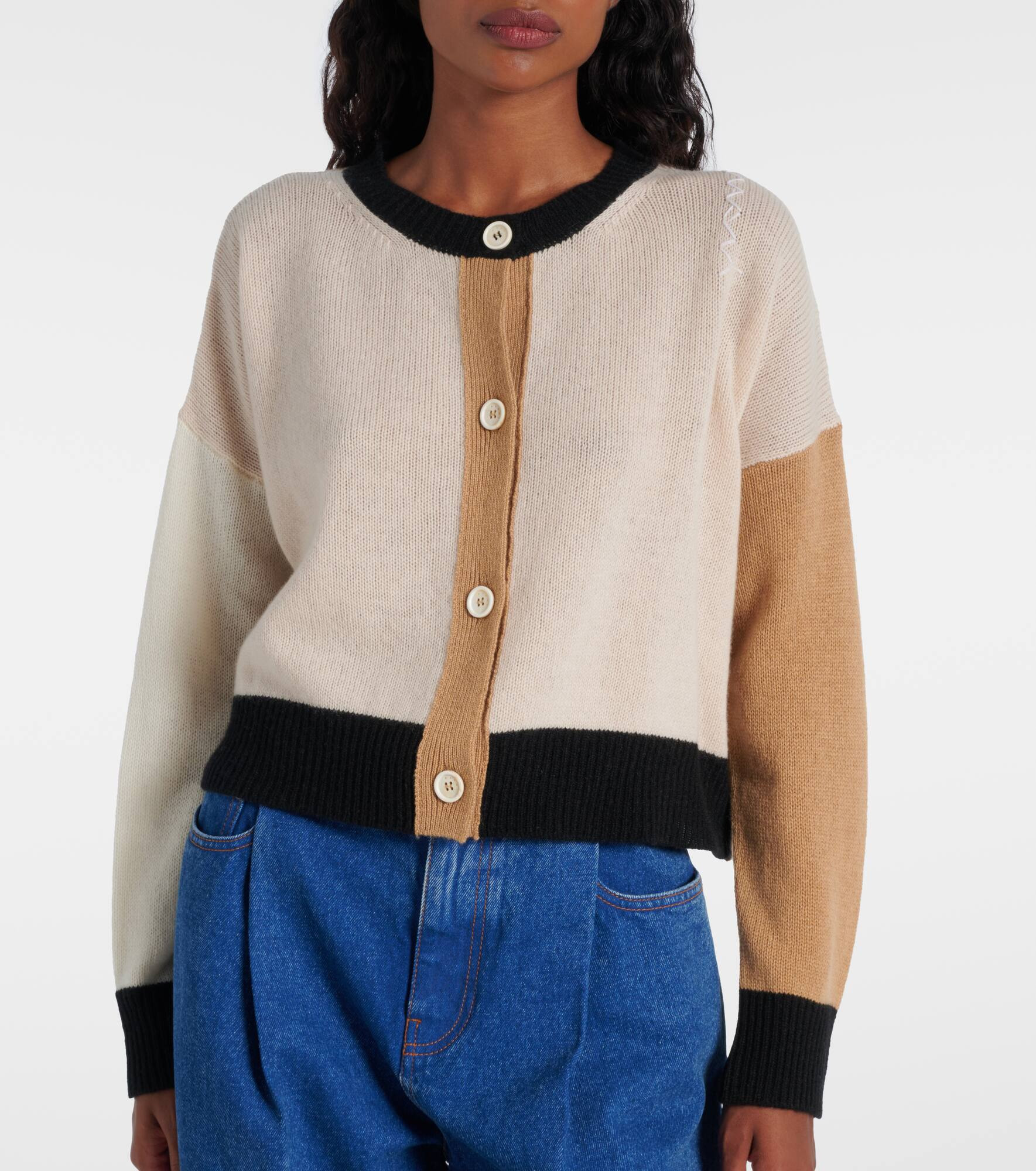 Colorblocked cashmere cardigan - 6