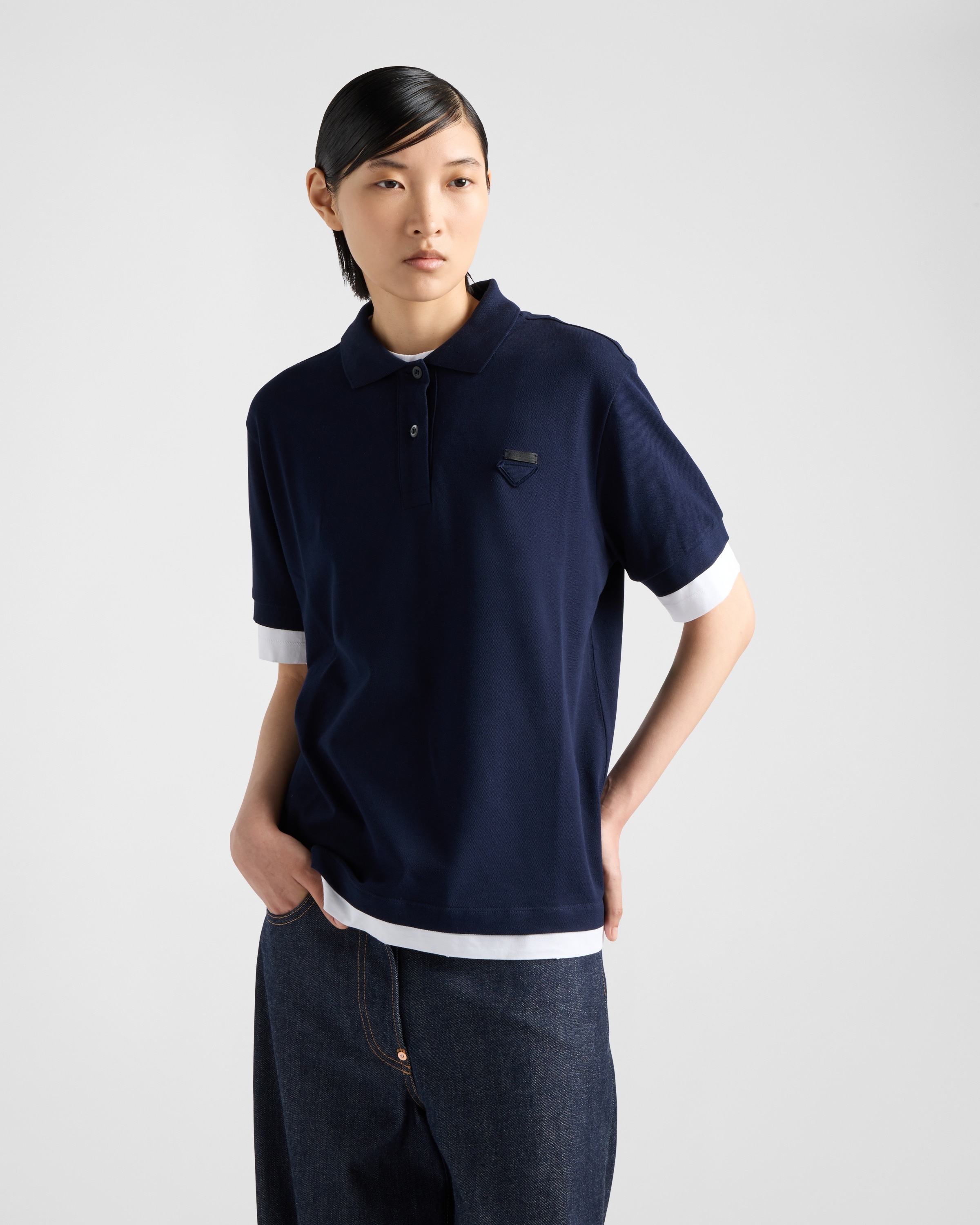 Piqué and jersey polo shirt - 4