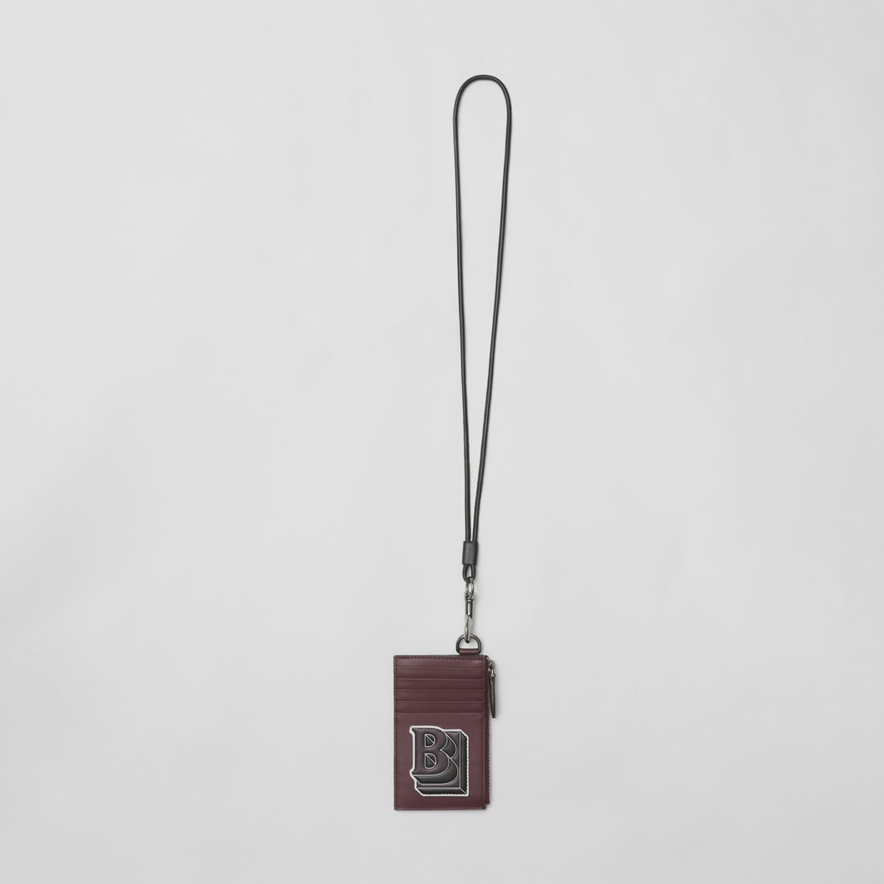 Letter Graphic Leather Card Case Lanyard - 4